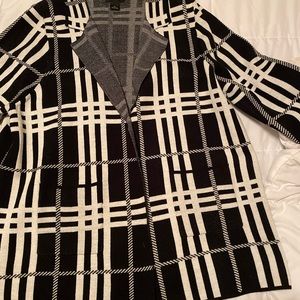 Investment black and white cardigan sweater